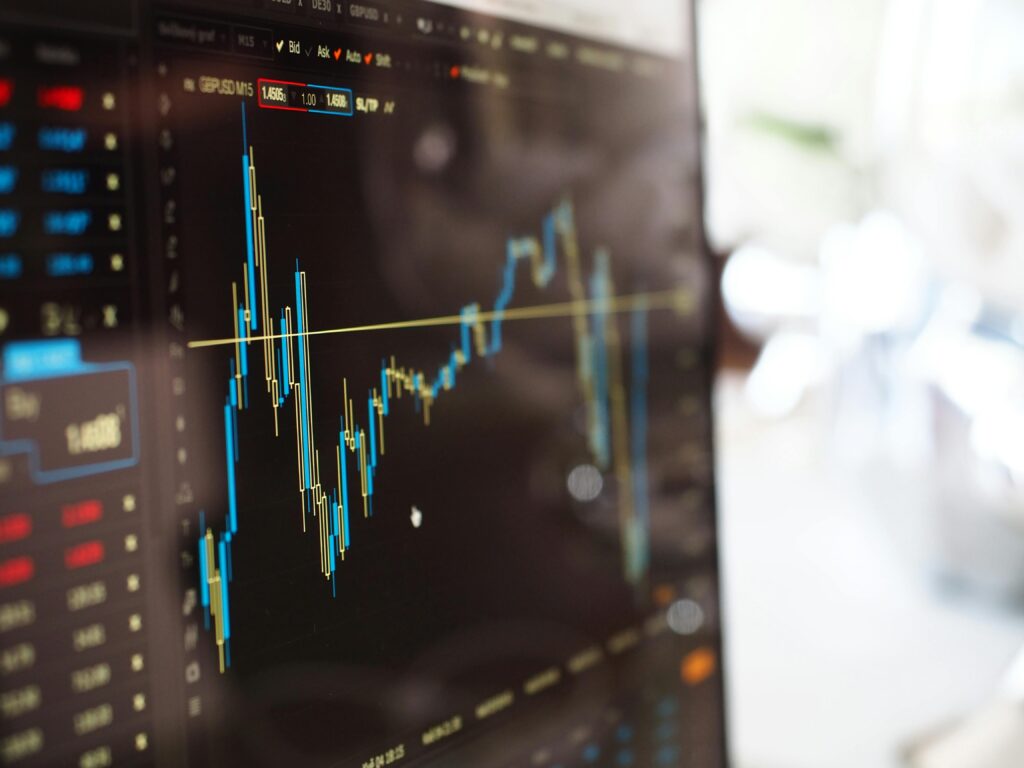 Candlestick chart showing market fluctuations for trading analysis